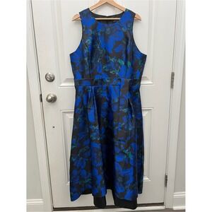 Talbots Black Dress with Royal Blue Floral Print